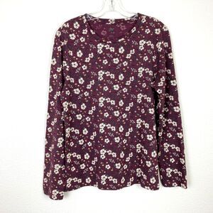 Dip Long Sleeve T-Shirt Size M Floral Eggplant Mushroom Butterfly Granola Girl